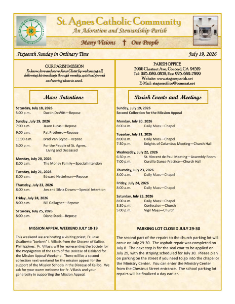 July 19 2026 Bulletin
